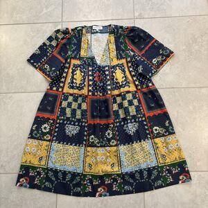 Hunter Bell Youjin Dress In Langford Patchwork Women’s Sz XL Short Swing Puff